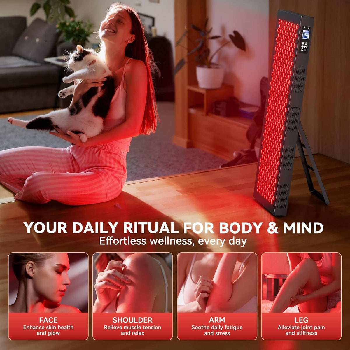 Red Light Therapy Box, 5In1 LED with 630-660-810-830-850, Metal Case, 3 Modes Red Light Panel with Soft Belt, 6 Timing Set - 9 Pulse Modes - 4-Level - Red Light Therapy Panel for Body — product view 7