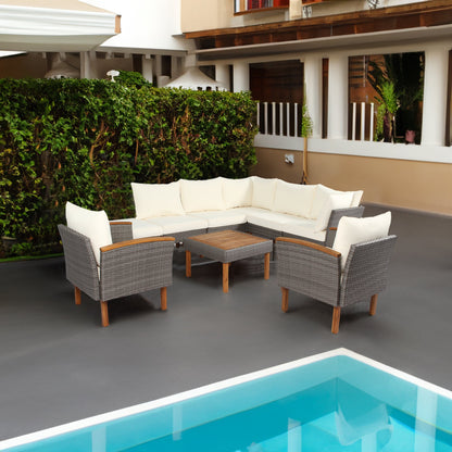 GO 9-Piece PE Rattan Patio Set with Coffee Table