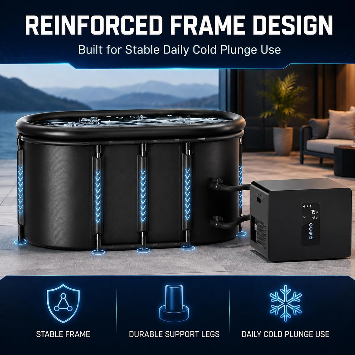 1/3HP Ice Bath Chiller & 148Gal Cold Plunge Tub Bundle — product view 6