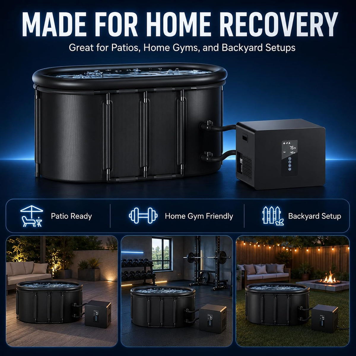 1/3HP Ice Bath Chiller & 148Gal Cold Plunge Tub Bundle — product view 8
