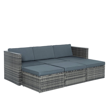 5-Piece PE Rattan Patio Set with Lift-Top Table