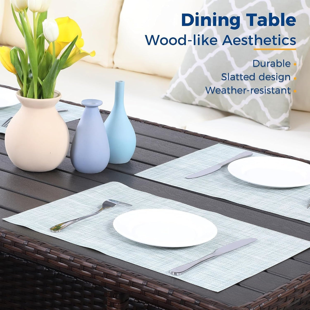 7-Piece Wicker Patio Furniture Set with Table