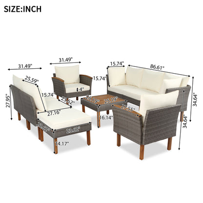 GO 9-Piece PE Rattan Patio Set with Coffee Table