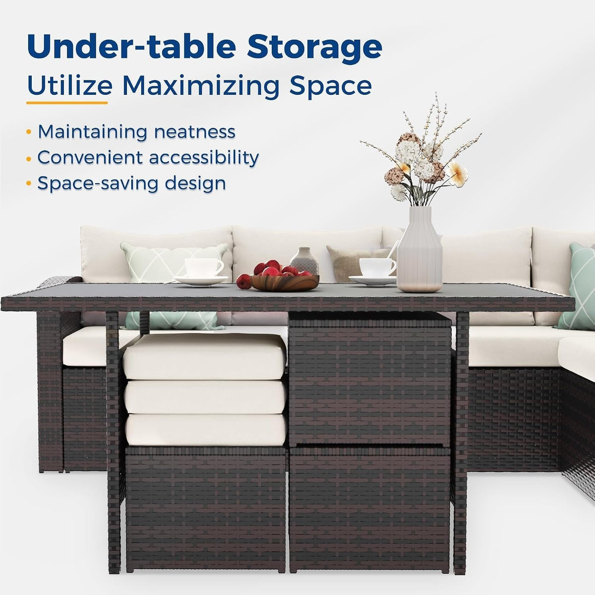7-Piece Wicker Patio Furniture Set with Table