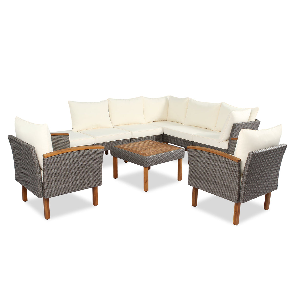 GO 9-Piece PE Rattan Patio Set with Coffee Table