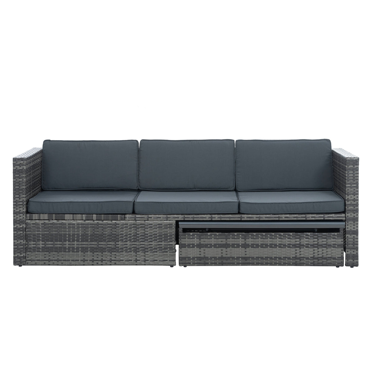 5-Piece PE Rattan Patio Set with Lift-Top Table