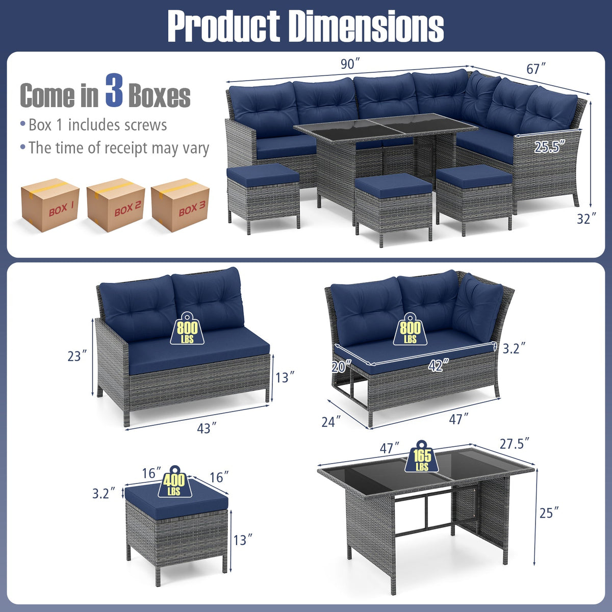 DirectDeals 7-Piece PE Rattan Patio Dining Set