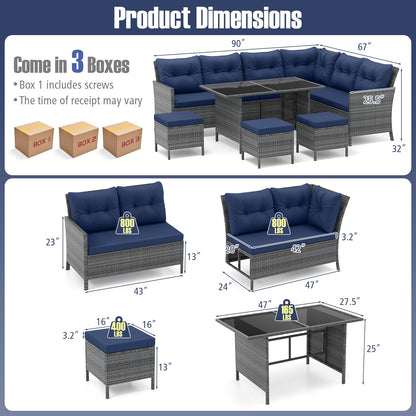 DirectDeals 7-Piece PE Rattan Patio Dining Set