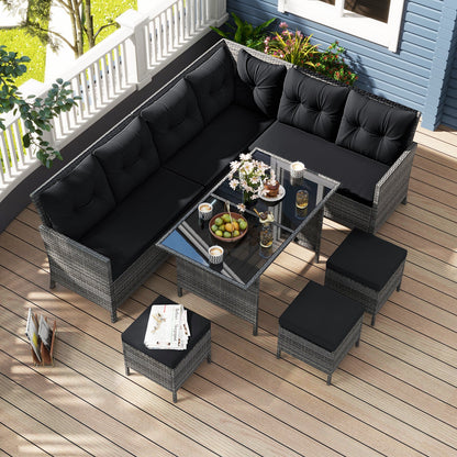 DirectDeals 7-Piece PE Rattan Patio Dining Set