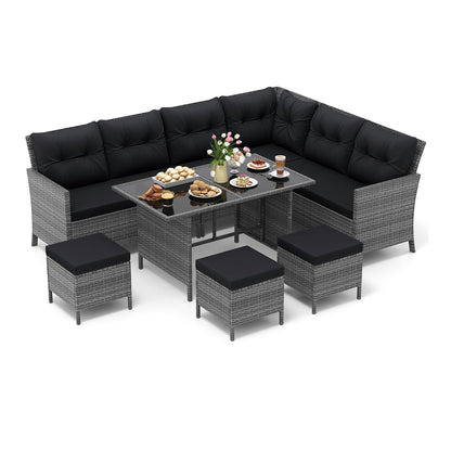 DirectDeals 7-Piece PE Rattan Patio Dining Set