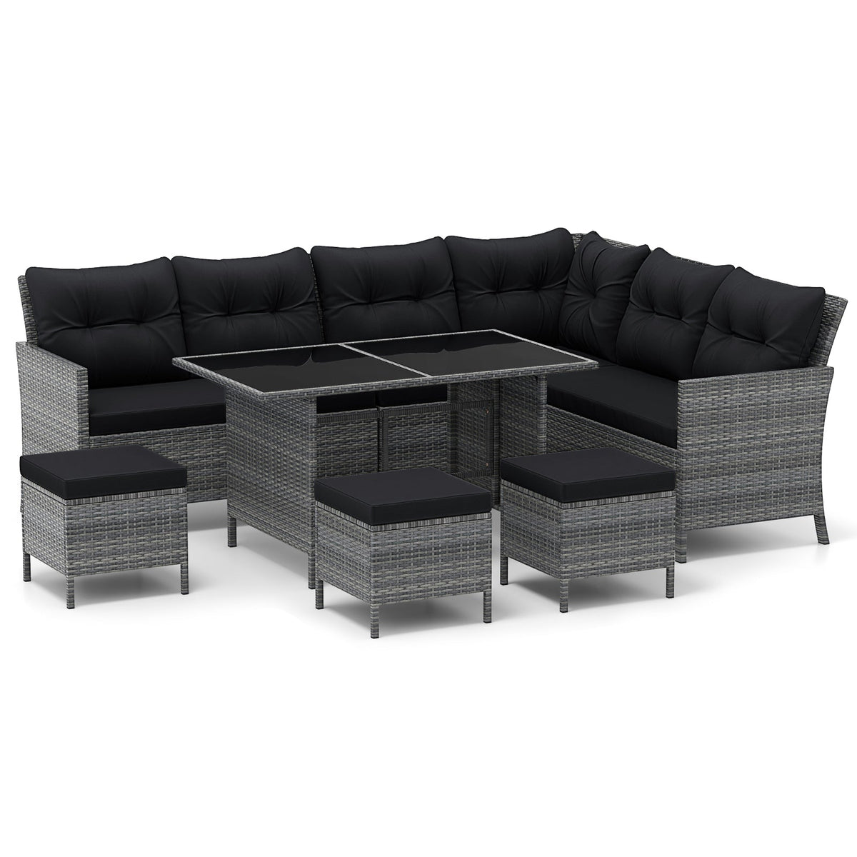DirectDeals 7-Piece PE Rattan Patio Dining Set