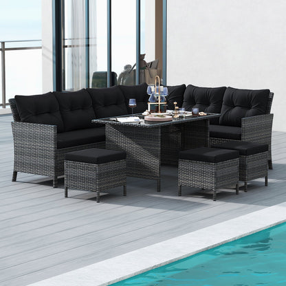 DirectDeals 7-Piece PE Rattan Patio Dining Set
