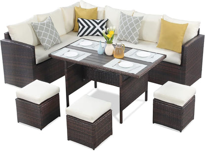 7-Piece Wicker Patio Furniture Set with Table