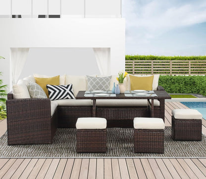 7-Piece Wicker Patio Furniture Set with Table