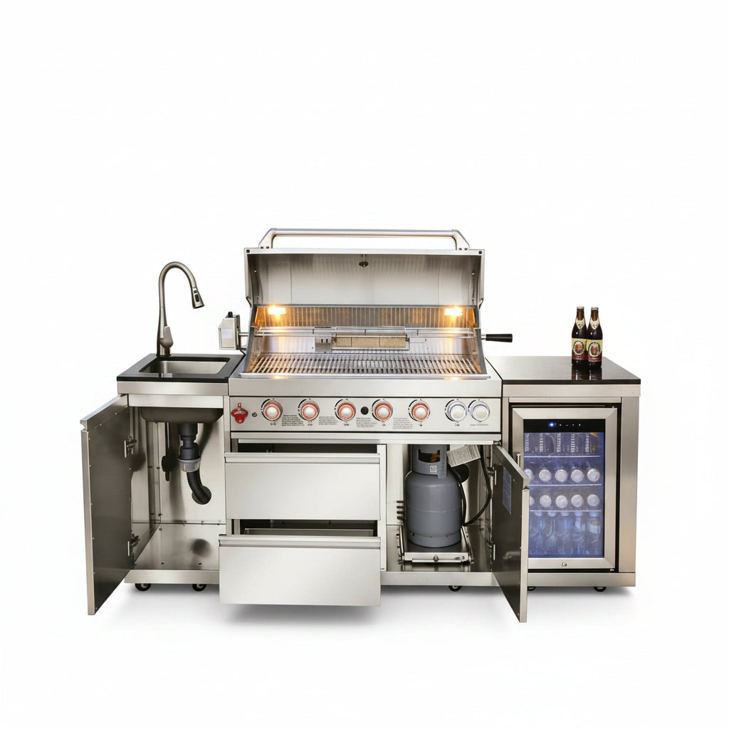 82-Inch 6-Burner Gas Grill 85,000 BTU Outdoor Kitchen Barbecue