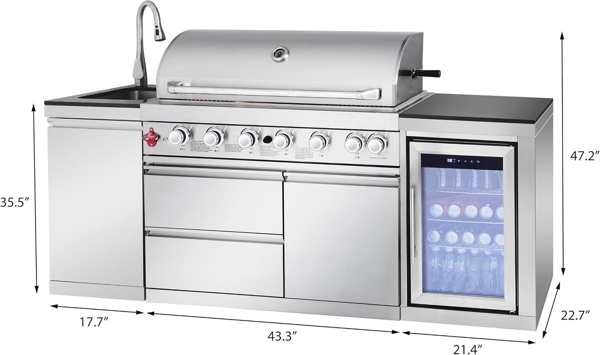 82-Inch 6-Burner Gas Grill 85,000 BTU Outdoor Kitchen Barbecue — product view 2