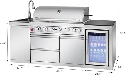 82-Inch 6-Burner Gas Grill 85,000 BTU Outdoor Kitchen Barbecue — product view 2