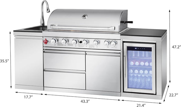 82-Inch 6-Burner Gas Grill 85,000 BTU Outdoor Kitchen Barbecue