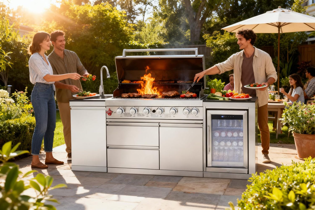 82-Inch 6-Burner Gas Grill 85,000 BTU Outdoor Kitchen Barbecue — product view 3