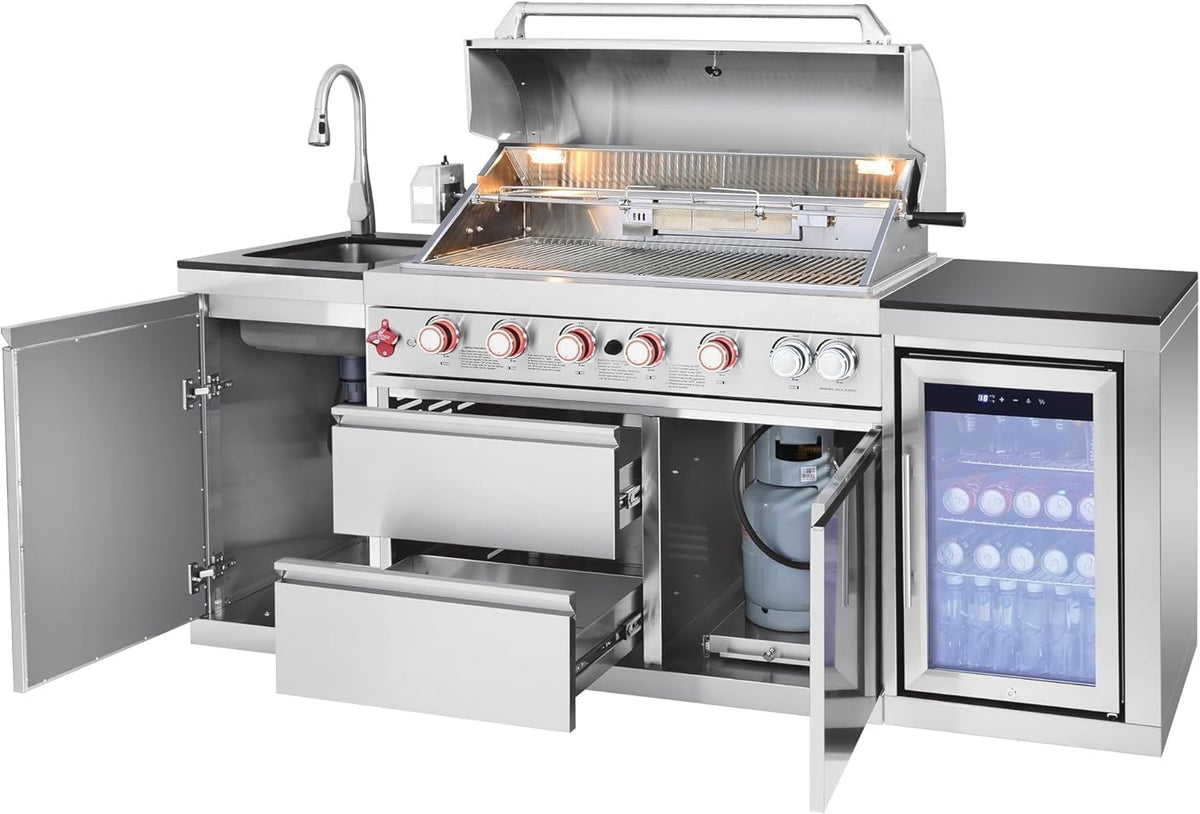 82-Inch 6-Burner Gas Grill 85,000 BTU Outdoor Kitchen Barbecue — product view 8