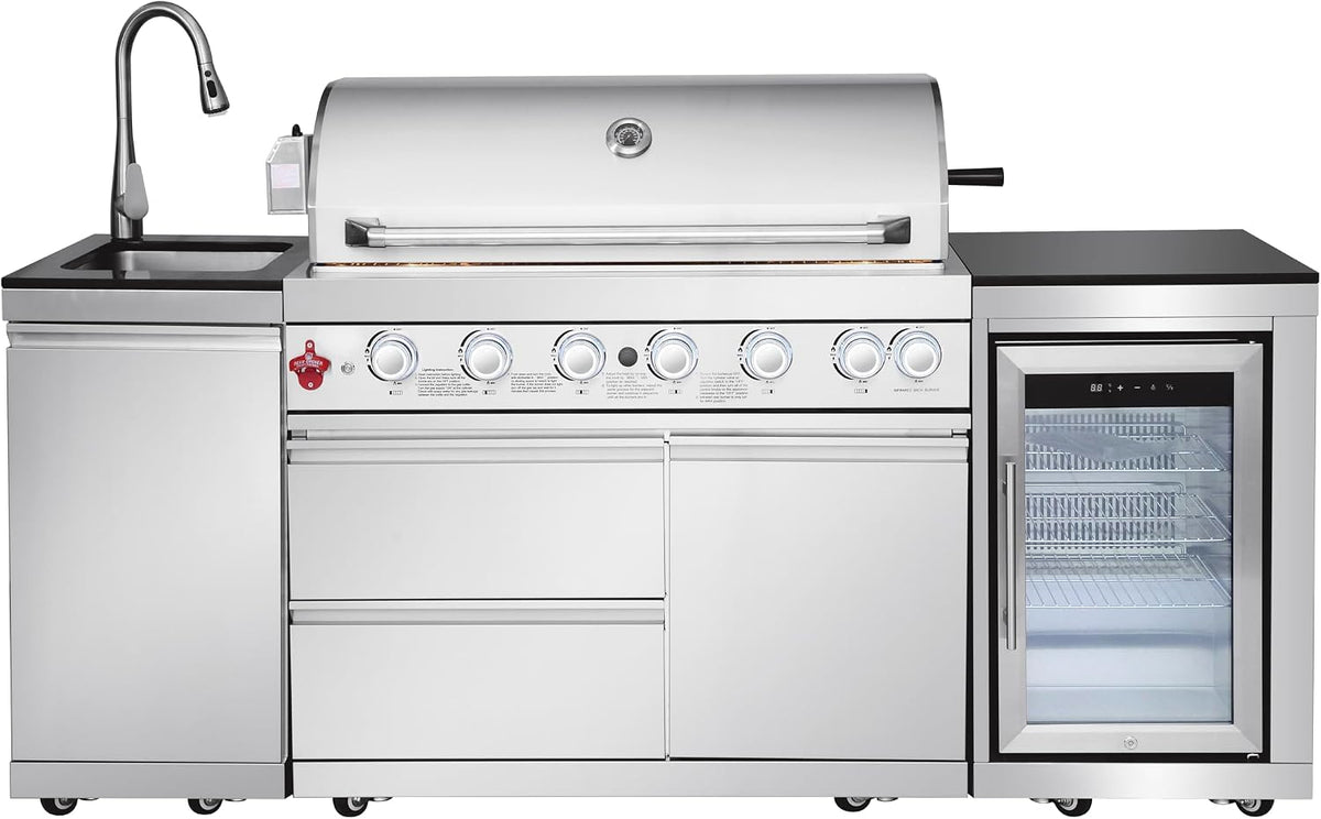 82-Inch 6-Burner Gas Grill 85,000 BTU Outdoor Kitchen Barbecue — product view 9