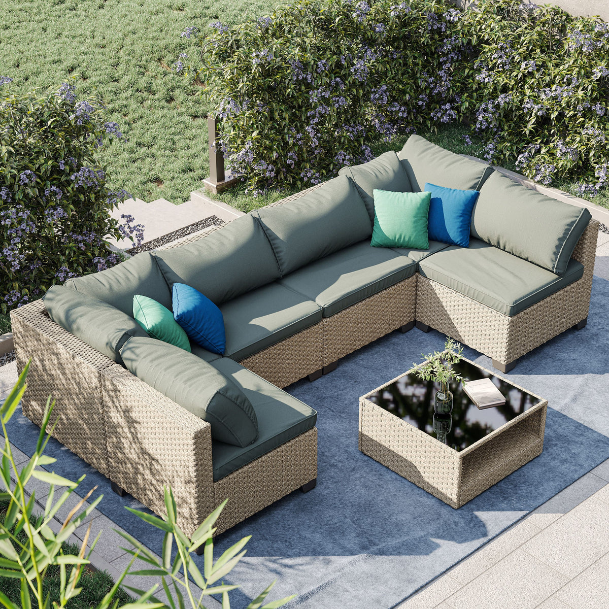 7-Piece Boho Patio Sectional Set