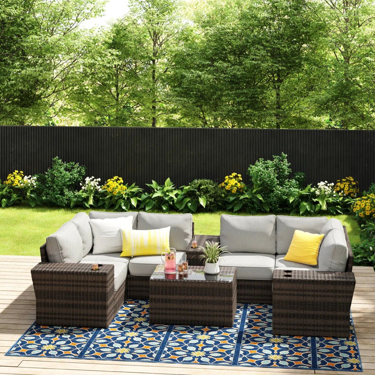 Modular Patio Seating Set with Cushions