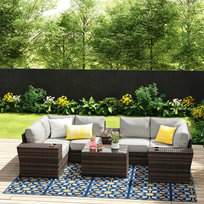 Modular Patio Seating Set with Cushions