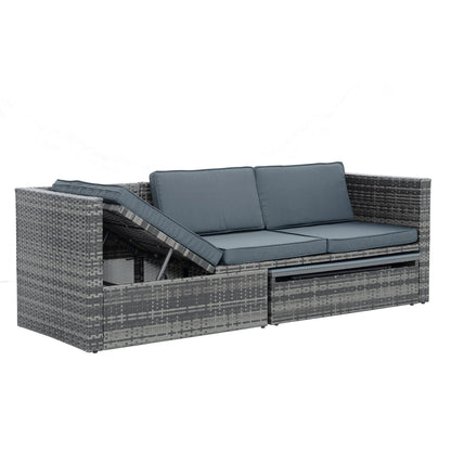 5-Piece PE Rattan Patio Set with Lift-Top Table