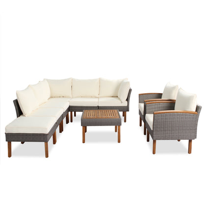 GO 9-Piece PE Rattan Patio Set with Coffee Table
