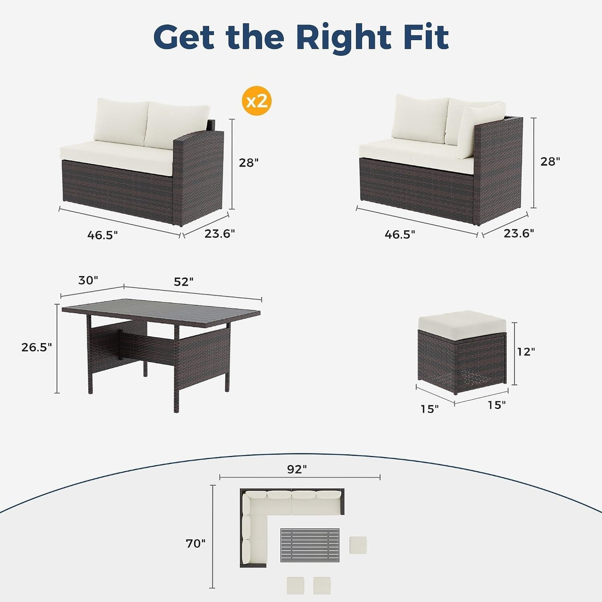 7-Piece Wicker Patio Furniture Set with Table
