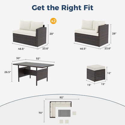 7-Piece Wicker Patio Furniture Set with Table