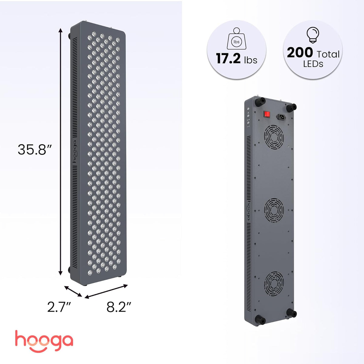 HG1000 Full Body Red Light Therapy Panel, 200 Leds, 660Nm Red & 850Nm Near-Infrared Light, Built-In Timer, Door Hanging Kit — product view 2