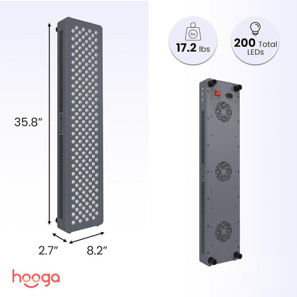 HG1000 Full Body Red Light Therapy Panel, 200 Leds, 660Nm Red & 850Nm Near-Infrared Light, Built-In Timer, Door Hanging Kit — product view 2