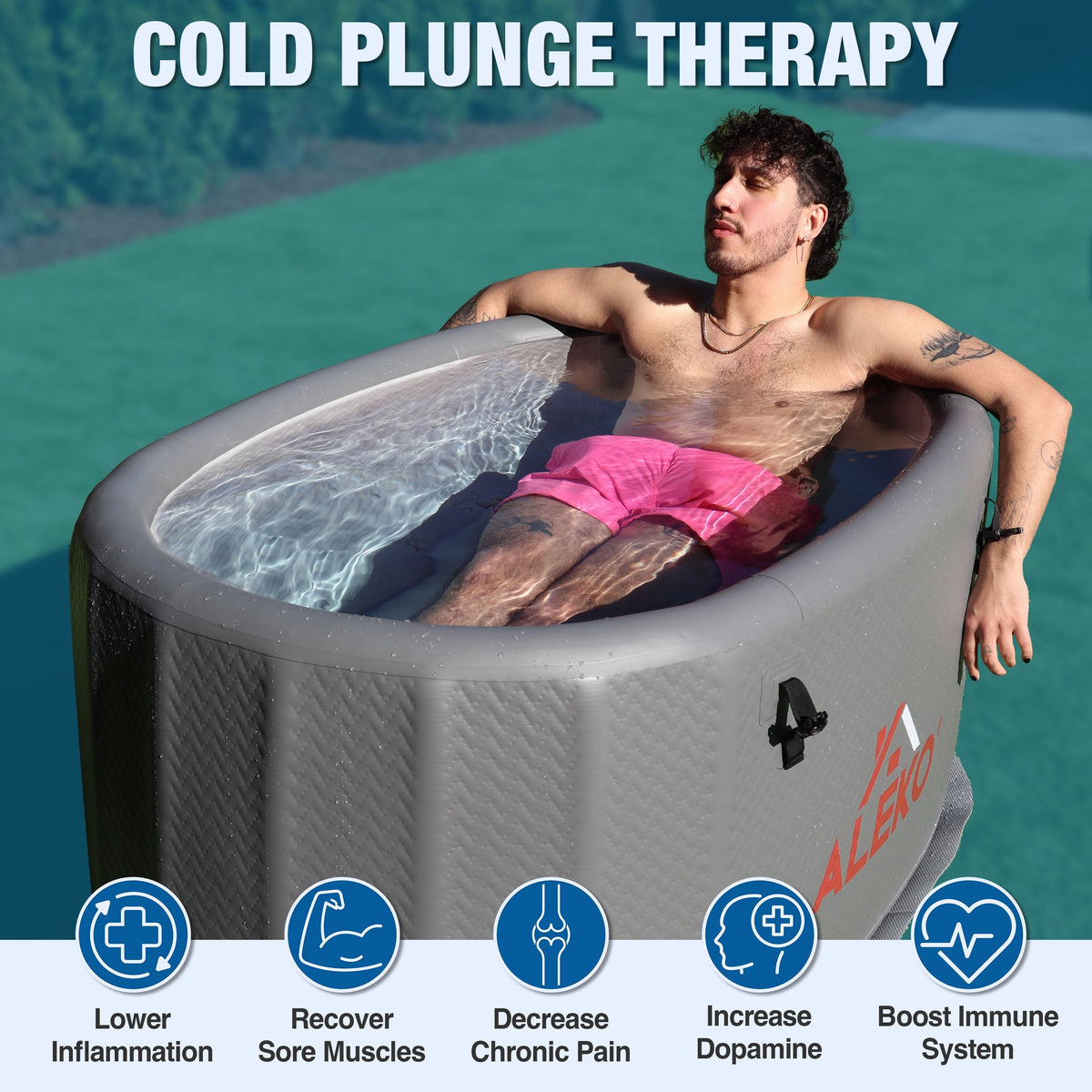 Inflatable Cold Ice Plunge Portable Bath Tub with Cover — product view 2