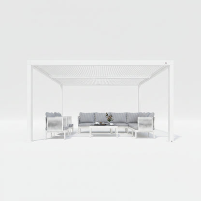 Louvered Pergola Modern White Pergola with Adjustable Roof for Deck Backyard Garden