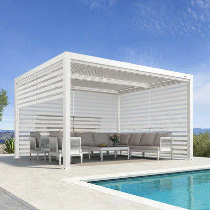 Louvered Pergola Modern White Pergola with Adjustable Roof for Deck Backyard Garden — product view 10