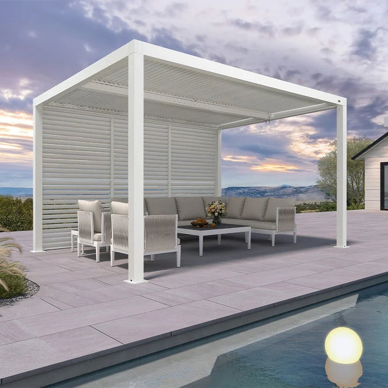 Louvered Pergola Modern White Pergola with Adjustable Roof for Deck Backyard Garden — product view 106