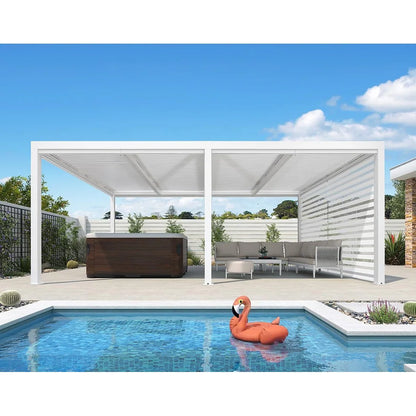 Louvered Pergola Modern White Pergola with Adjustable Roof for Deck Backyard Garden — product view 108