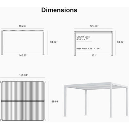 Louvered Pergola Modern White Pergola with Adjustable Roof for Deck Backyard Garden — product view 11
