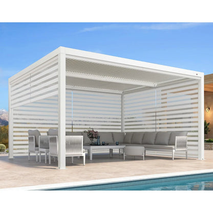Louvered Pergola Modern White Pergola with Adjustable Roof for Deck Backyard Garden — product view 13