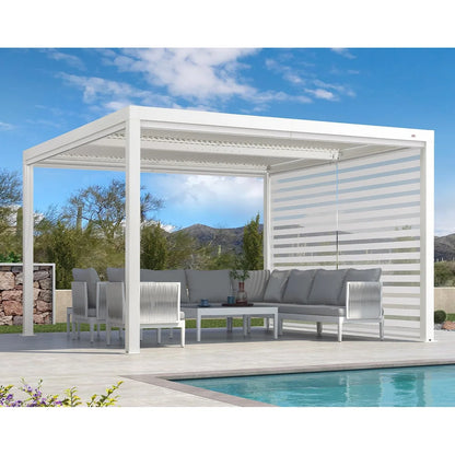 Louvered Pergola Modern White Pergola with Adjustable Roof for Deck Backyard Garden — product view 17
