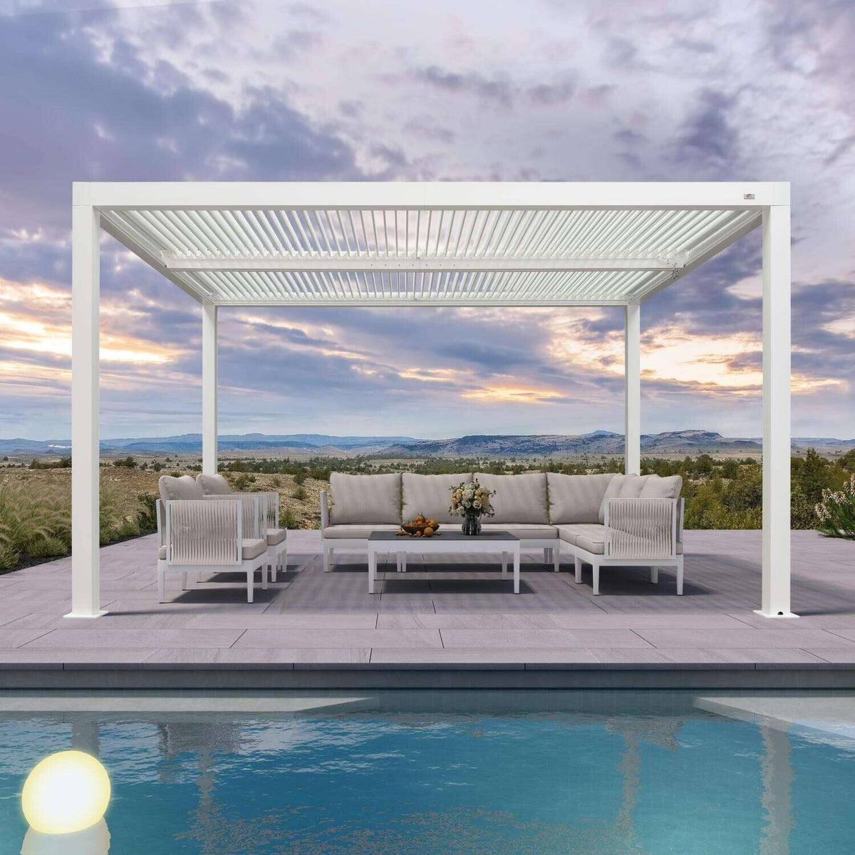 Louvered Pergola Modern White Pergola with Adjustable Roof for Deck Backyard Garden — product view 20