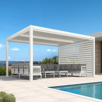 Louvered Pergola Modern White Pergola with Adjustable Roof for Deck Backyard Garden — product view 22