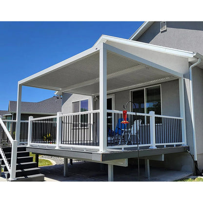 Louvered Pergola Modern White Pergola with Adjustable Roof for Deck Backyard Garden — product view 23