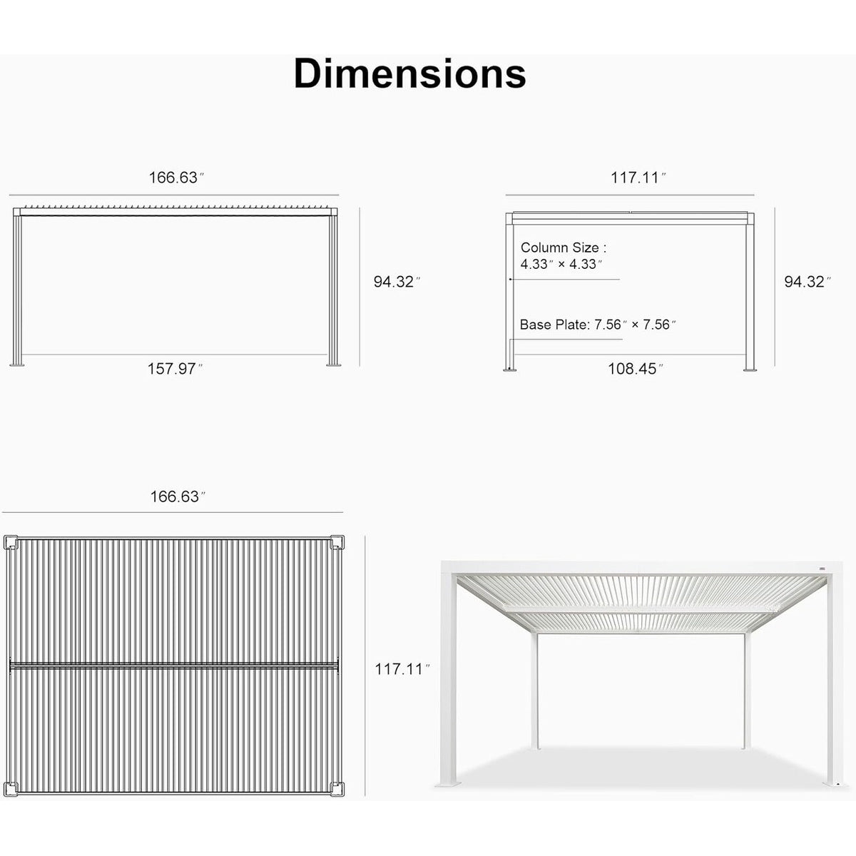 Louvered Pergola Modern White Pergola with Adjustable Roof for Deck Backyard Garden — product view 24