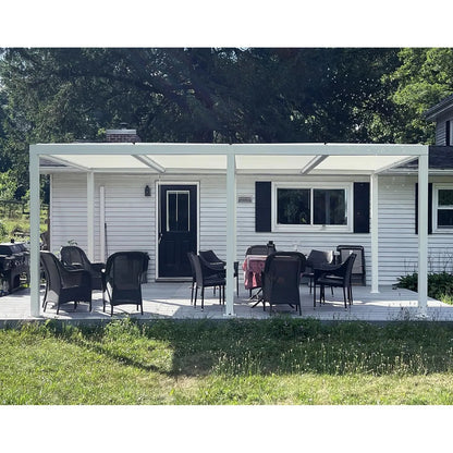 Louvered Pergola Modern White Pergola with Adjustable Roof for Deck Backyard Garden — product view 26