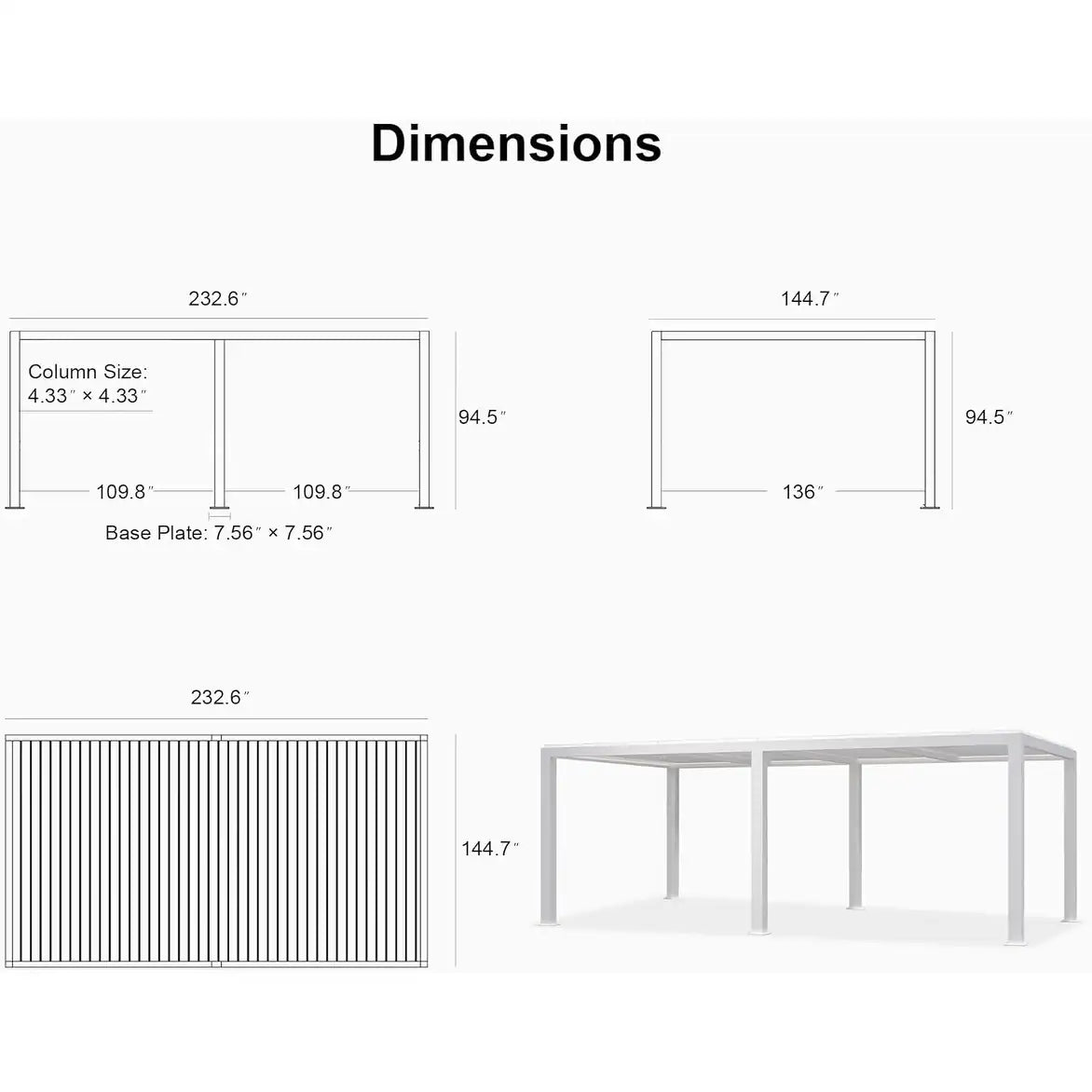 Louvered Pergola Modern White Pergola with Adjustable Roof for Deck Backyard Garden — product view 27