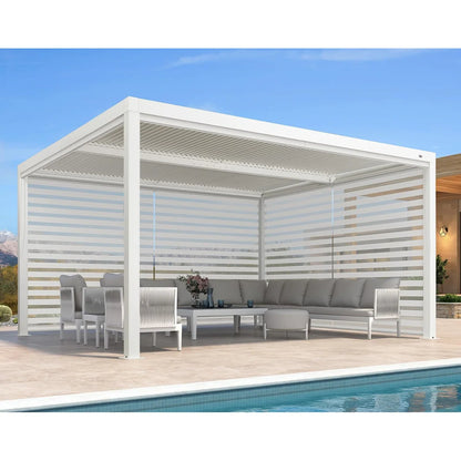 Louvered Pergola Modern White Pergola with Adjustable Roof for Deck Backyard Garden — product view 28