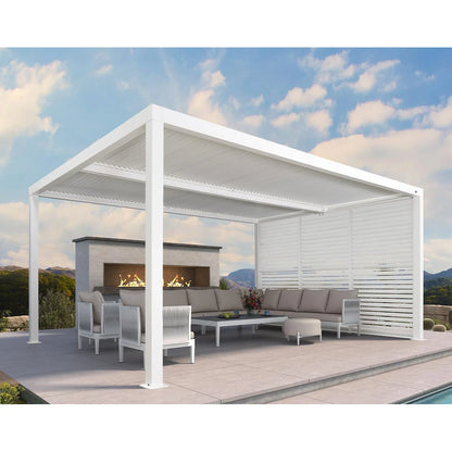 Louvered Pergola Modern White Pergola with Adjustable Roof for Deck Backyard Garden — product view 29